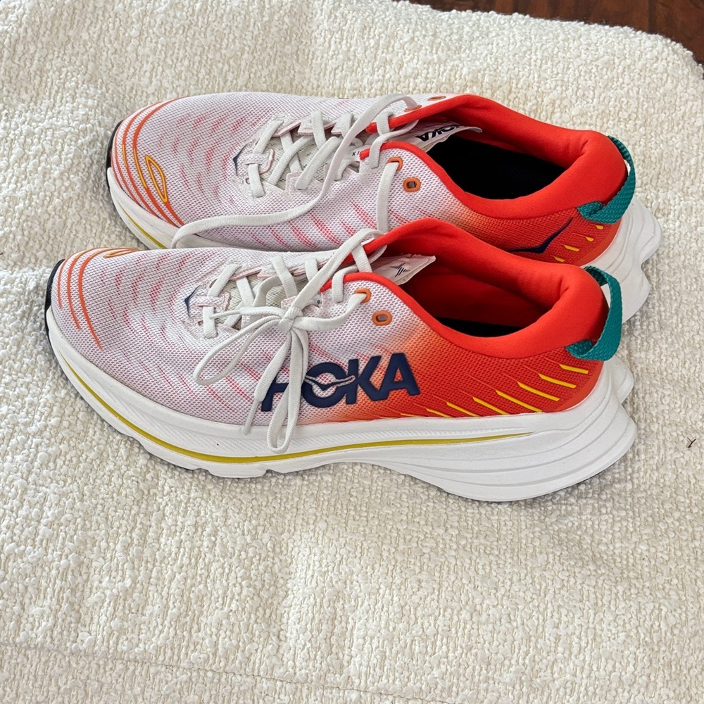 Hoka White and Orange Running Shoes 9.5 Size